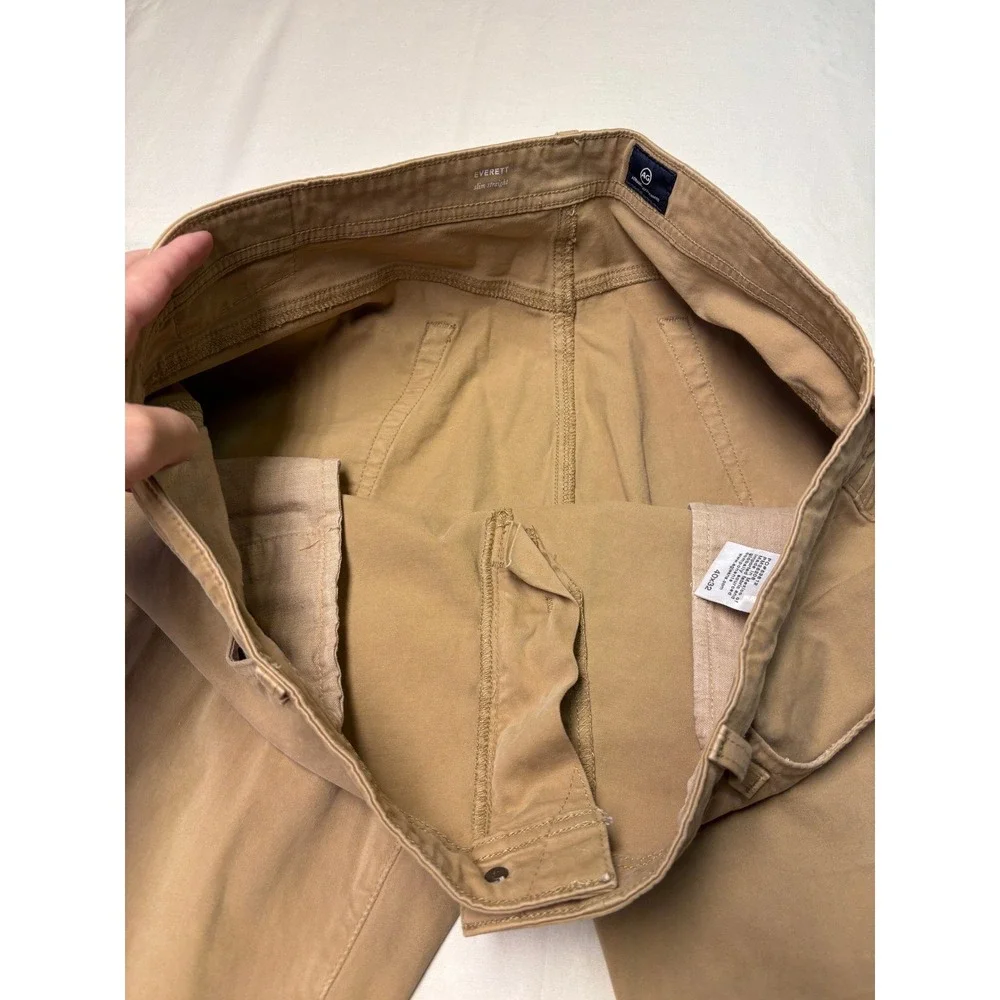 AG Adriano Goldschmied Everett Slim Straight Khaki Pants Tan Mens 40x32 1794SUDL